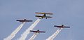 * Nomination A Boeing Sterman together with aircraft of the Żelazny aerobatic team. --Airwolf 14:18, 2 August 2009 (UTC) * Decline Good quality but unfortunate composition, centered biplane means much of image is blue sky, would be better with the aircraft higher in frame. TimVickers 18:30, 7 August 2009 (UTC)