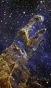 Third place: Young stars form in 'The Pillars of Creation' as seen by the James Webb Space Telescope’s near-infrared camera 姓名標示: NASA, ESA, CSA, STScI; image processing by Joseph DePasquale (STScI), Anton M. Koekemoer (STScI), Alyssa Pagan (STScI) (public domain)