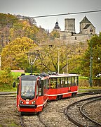 Trams and Bedzin castle.jpg