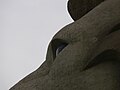 Closeup of the eye of the Merlion statue on Sentosa island