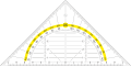 A vectorized ruler in form of a set square with integrated protractor