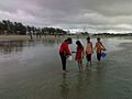 Tourists buying suveniers from local girls at Cox's Bazar