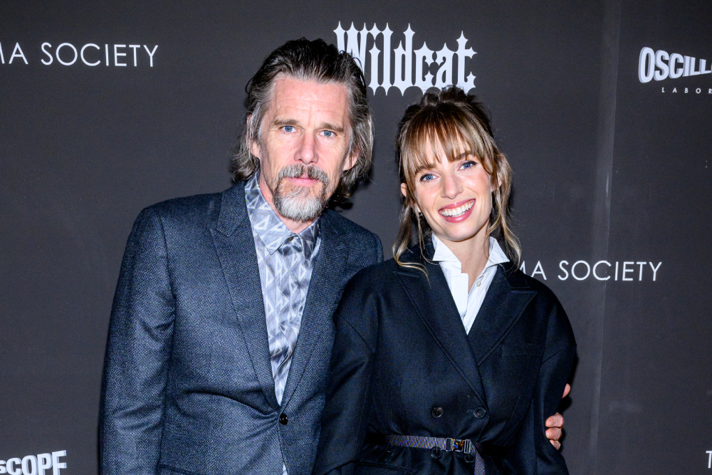 NEW YORK, NEW YORK - APRIL 11: Ethan Hawke and Maya Hawke attend a screening of "Wildcat" at Angelika Film Center on April 11, 2024 in New York City. (Photo by Roy Rochlin/Getty Images)