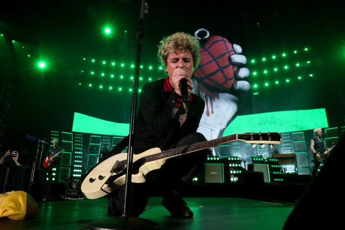 WASHINGTON, DC - JULY 29: Billie Joe Armstrong of Green Day performs onstage as Green Day kicks off their Saviors North America Stadium Tour at Nationals Park on July 29, 2024 in Washington, DC. (Photo by Kevin Mazur/Getty Images for Live Nation)