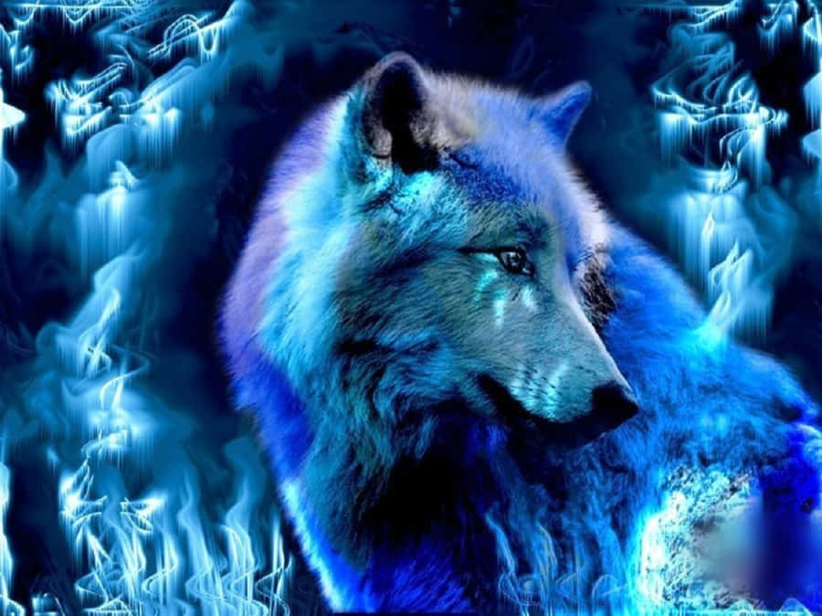 Lobo De Fuego Azul Fondo de pantalla