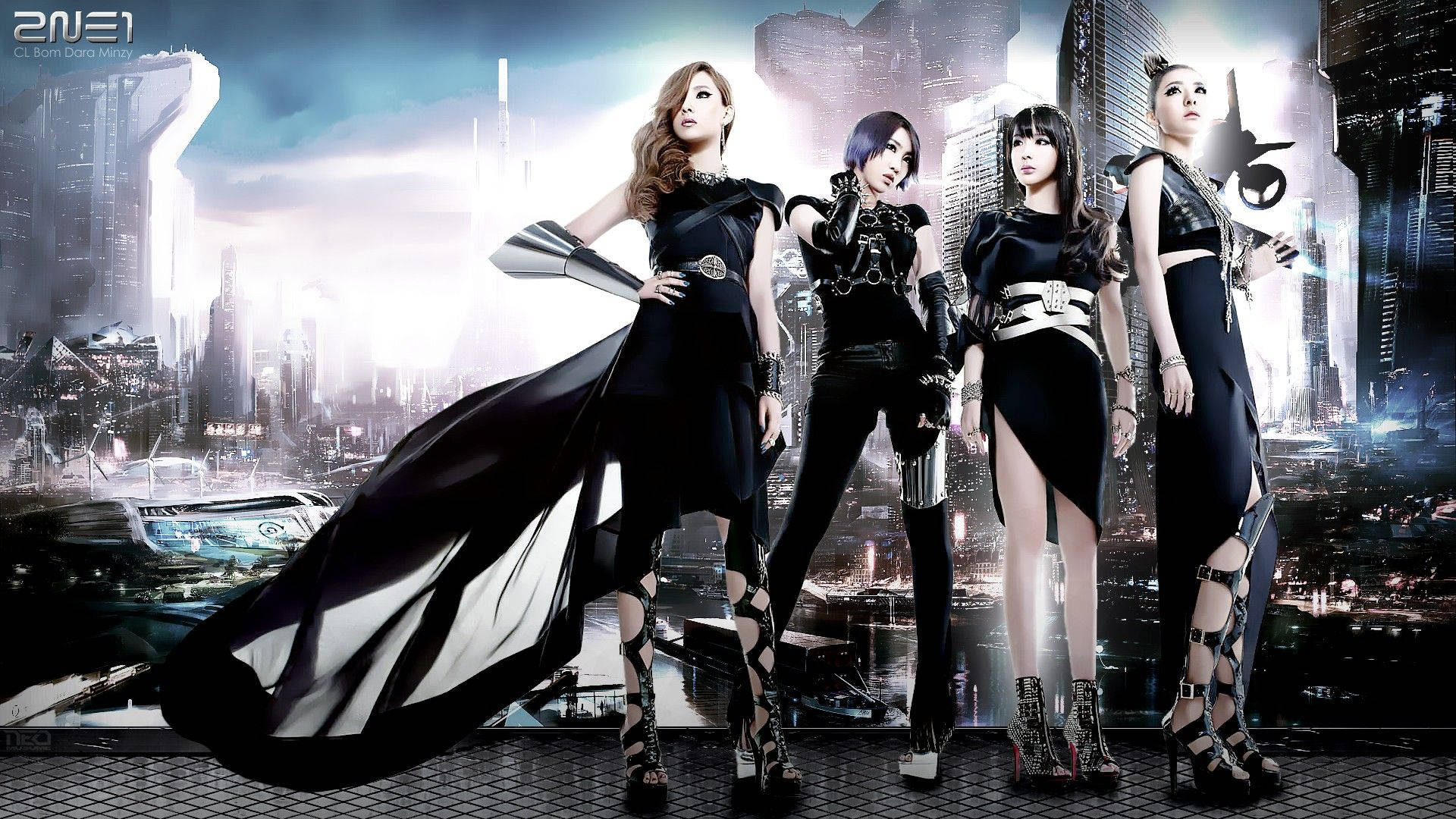 2NE1 Futuristisk By Gade Tapet: Wallpaper