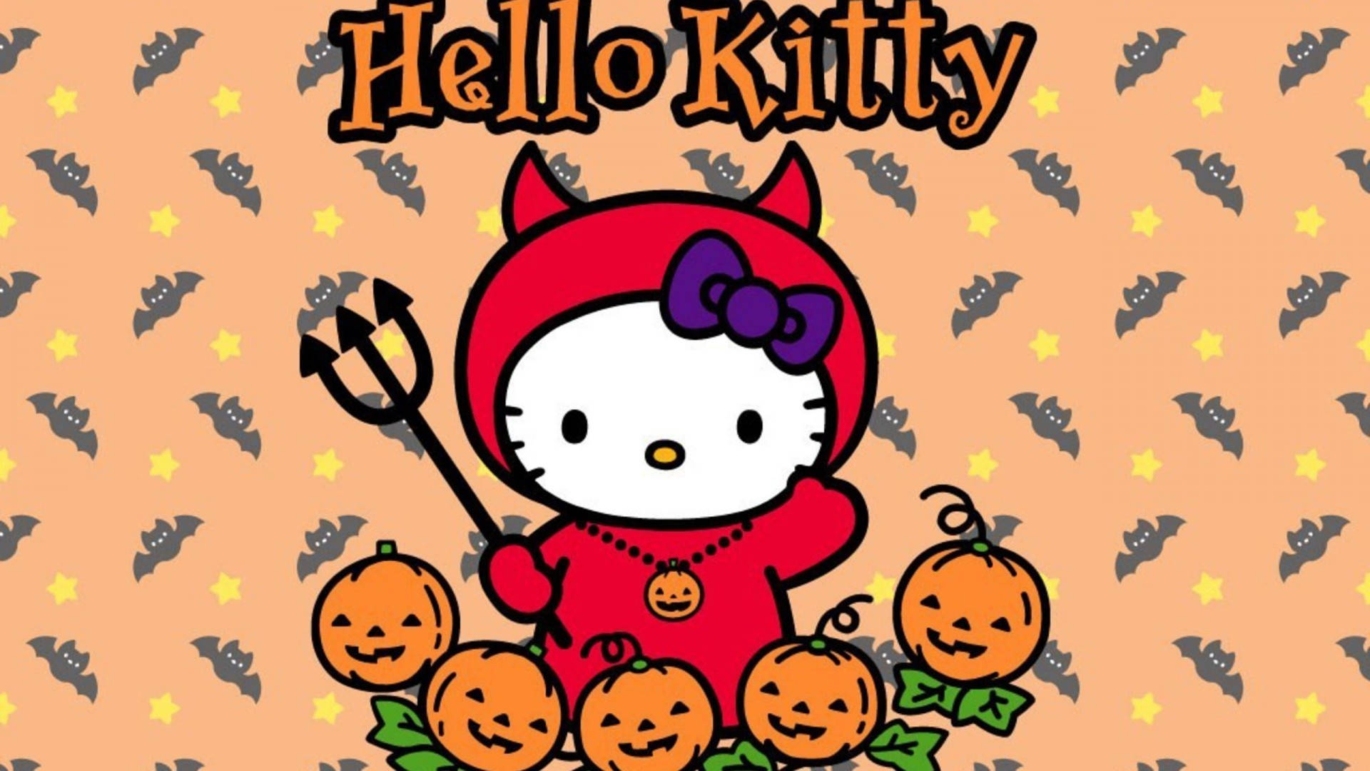 Aesthetic Halloween Laptop Hello Kitty Pumpkins Wallpaper