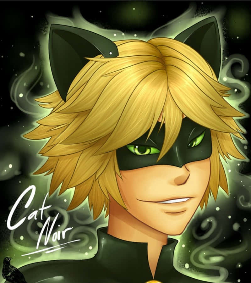 Incrívelilustração Fofa Do Cat Noir. Papel de Parede