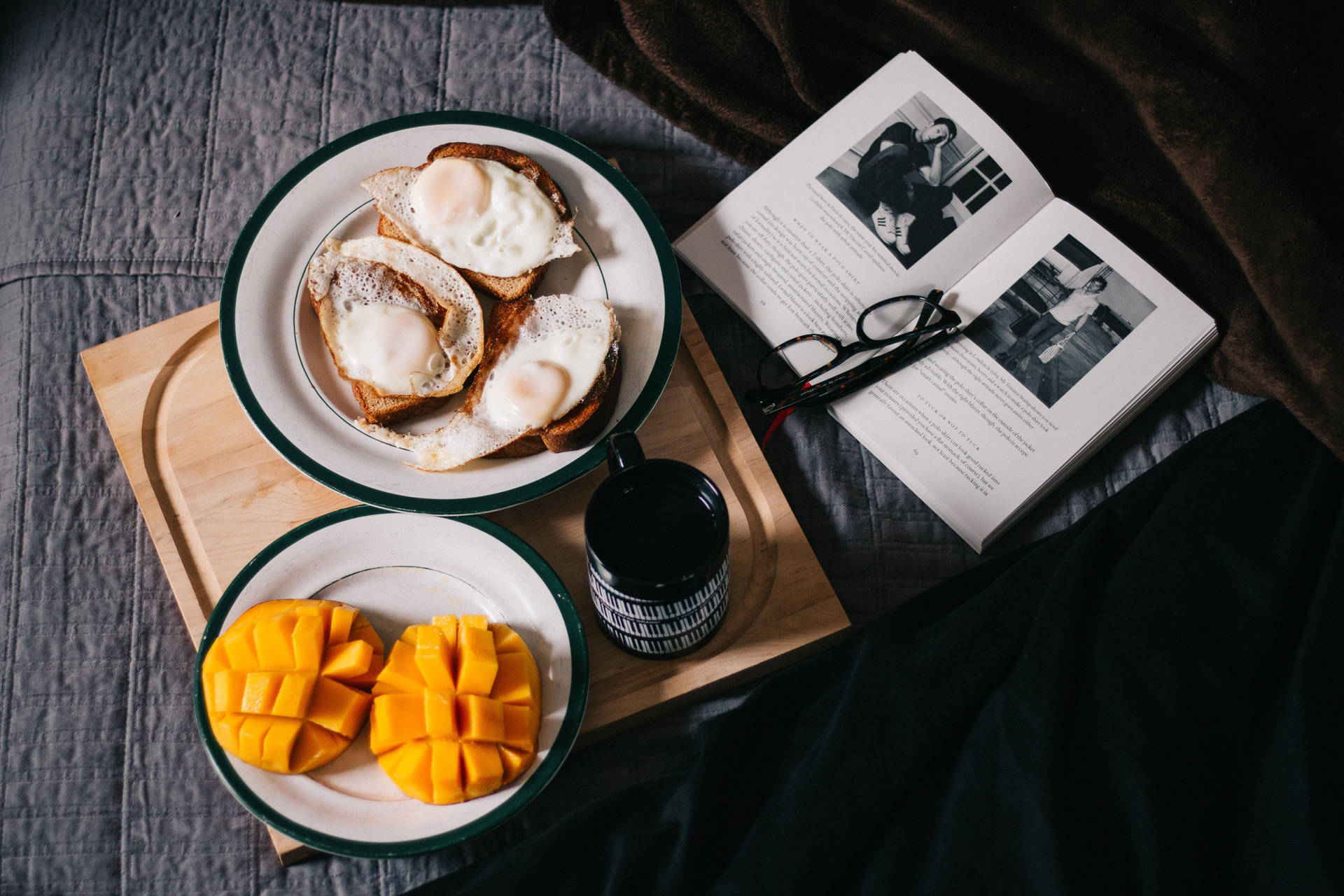 Breakfast With Book Wallpaper