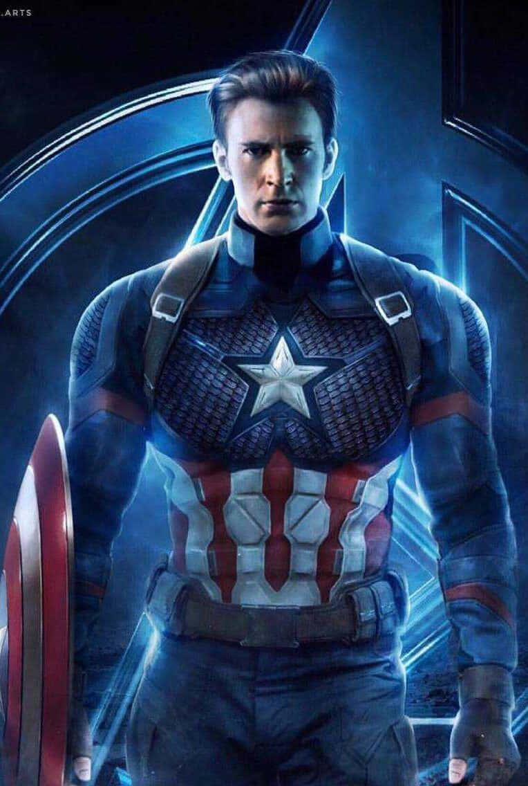 Captain America Desktop Glowing Blue Wallpaper