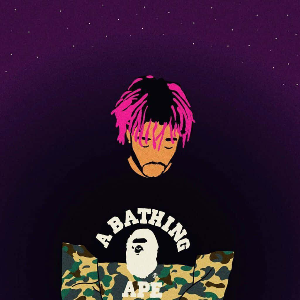 Cartoonrapper Lil Uzi Vert Con Capelli Rosa Sfondo