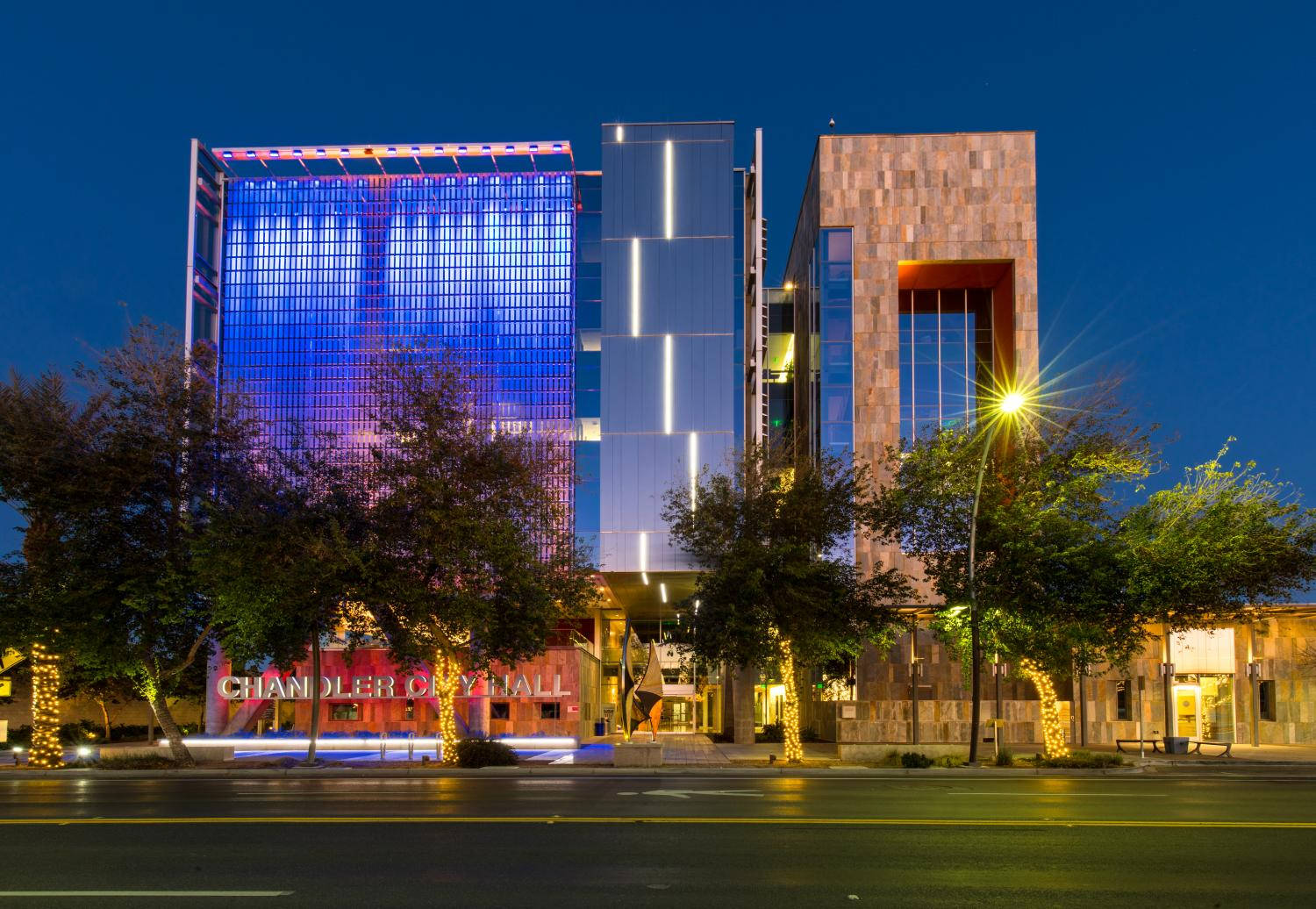 Chandler City Hall At Night Wallpaper