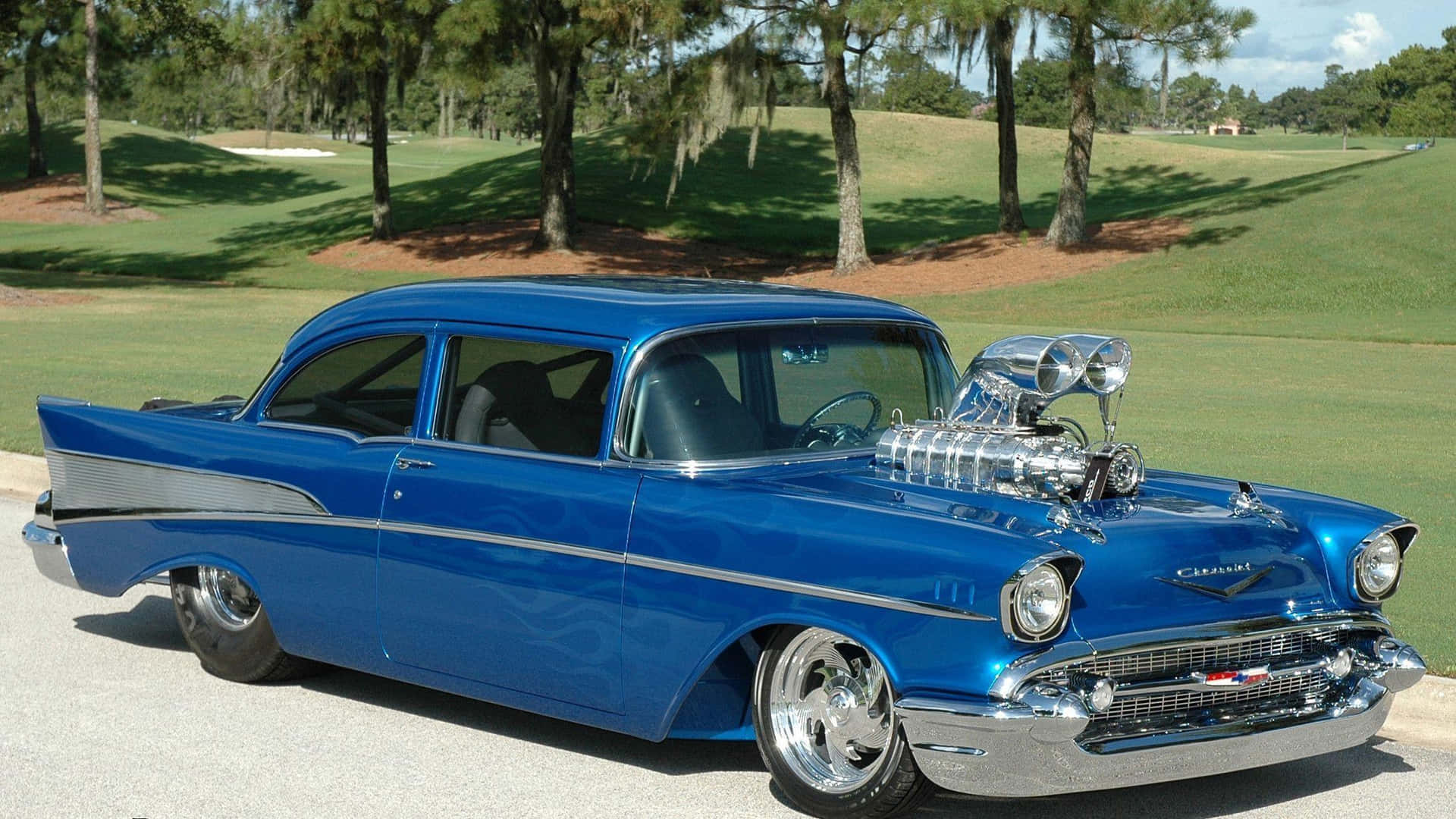 Bluechevy Bel Air: Chevy Bel Air Blu Sfondo