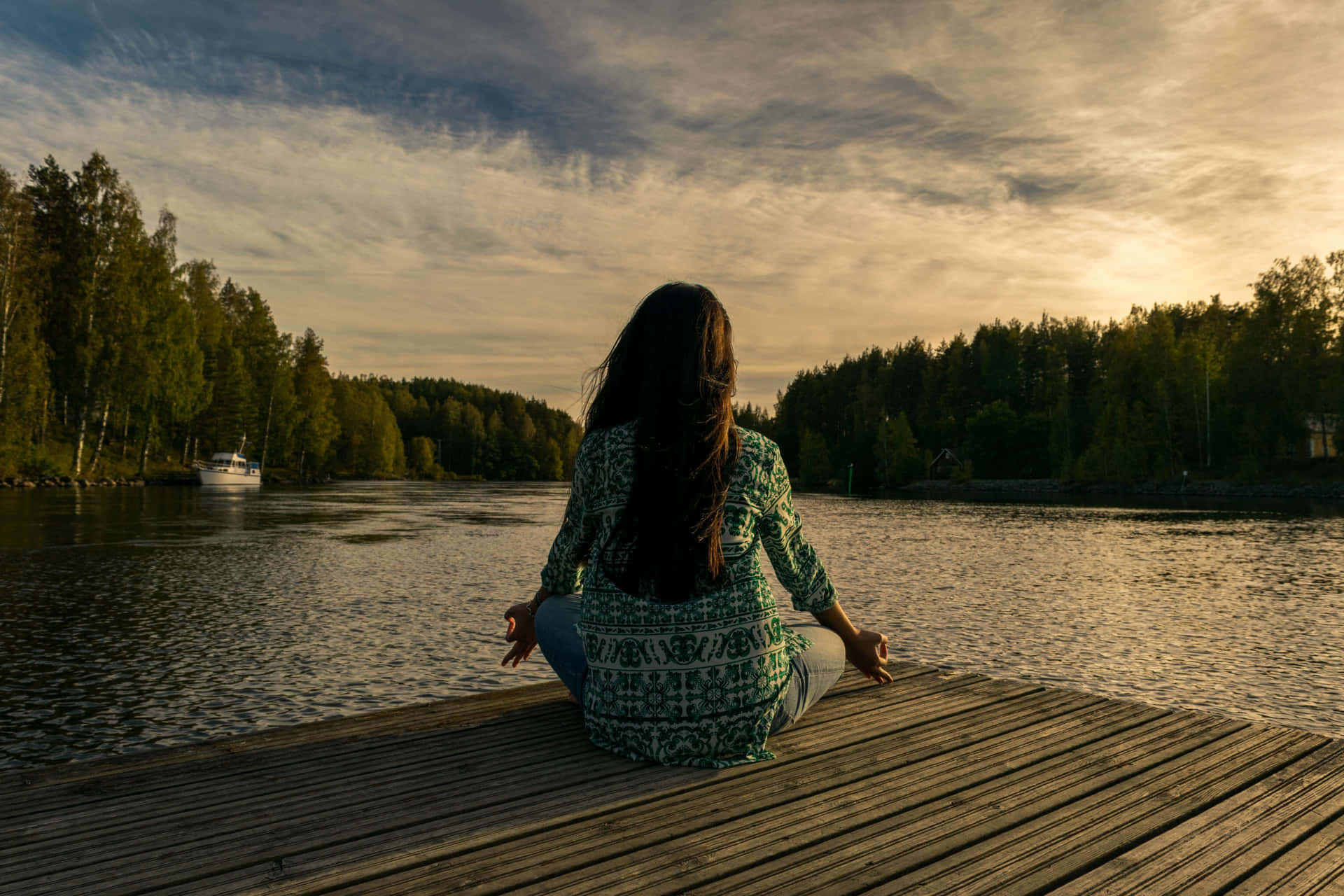 Focused Woman in Concentration Wallpaper