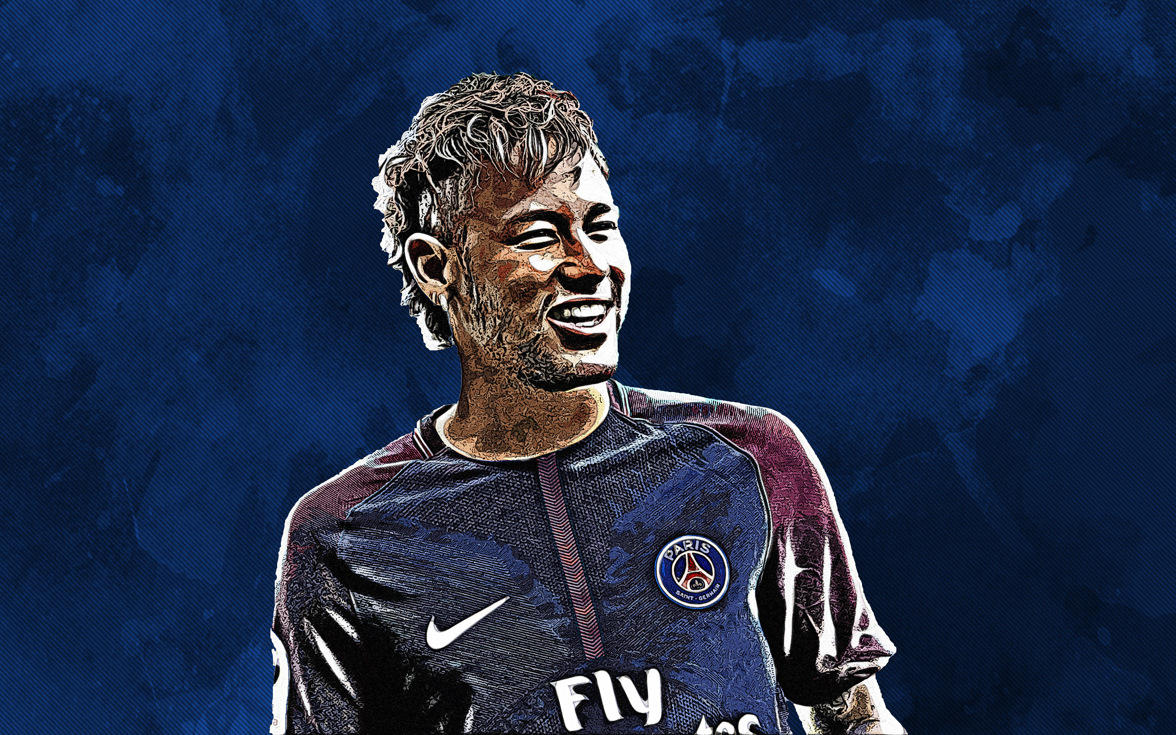 Cool Neymar Jr Skitseret Digital Kunst Wallpaper