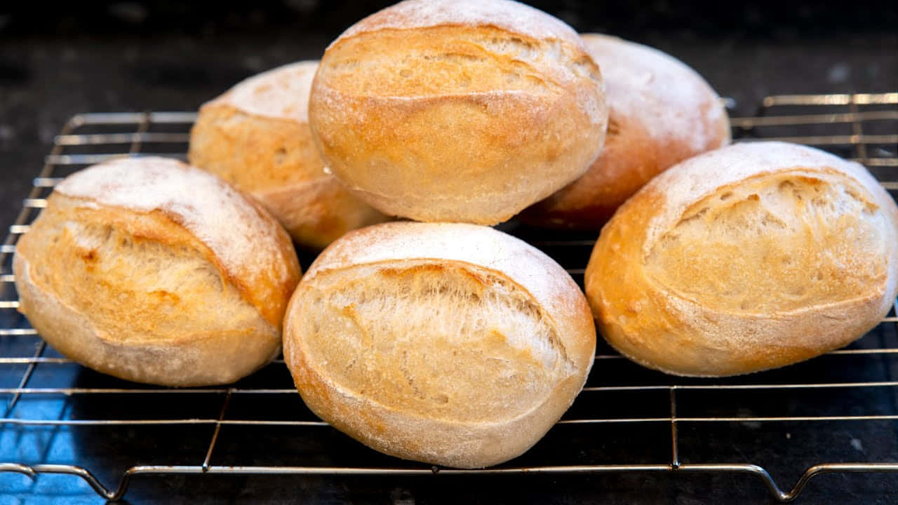 Crusty Bread Rolls Serving Wallpaper