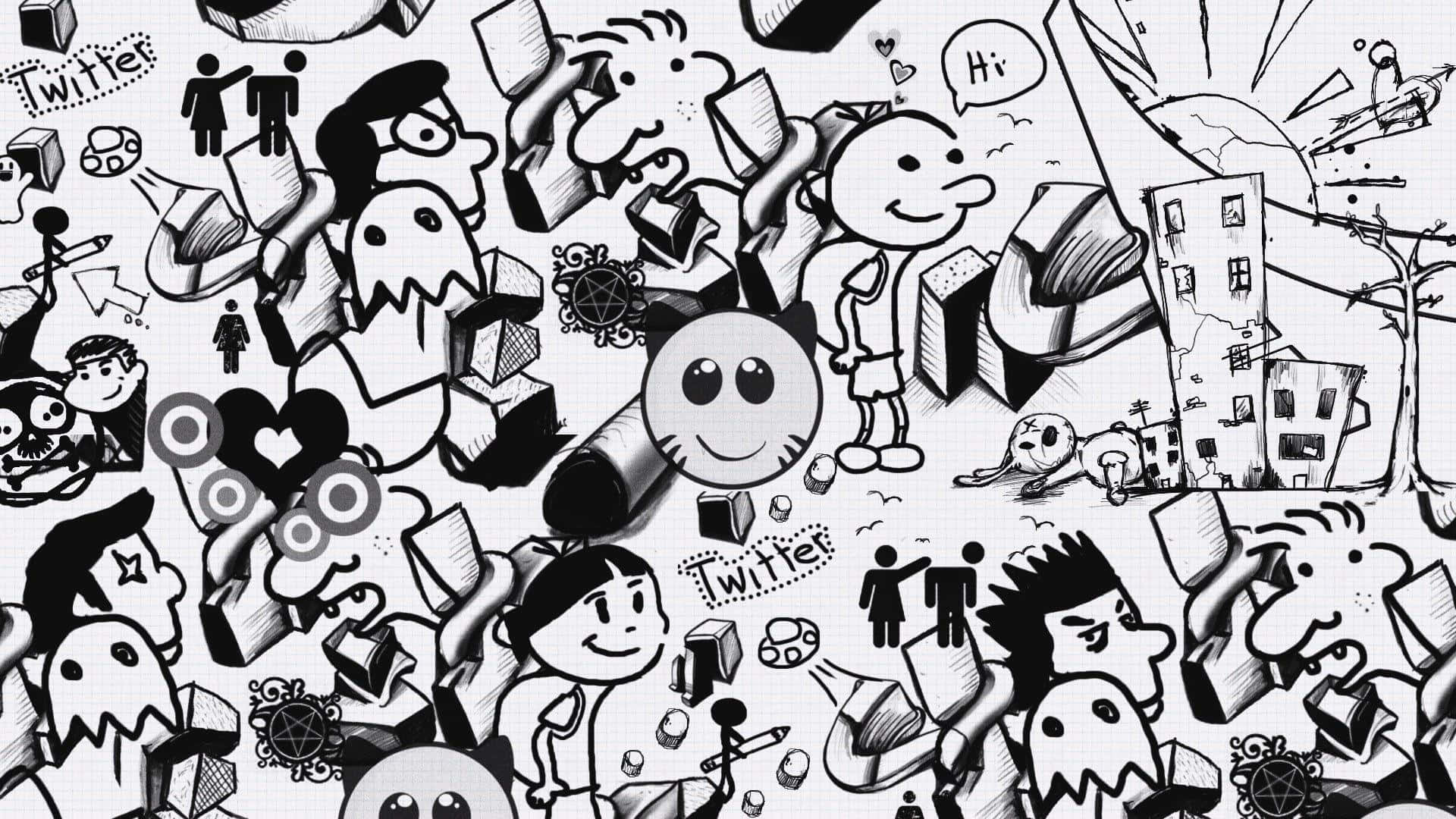 Imagende Arte Doodle En Blanco Y Negro.