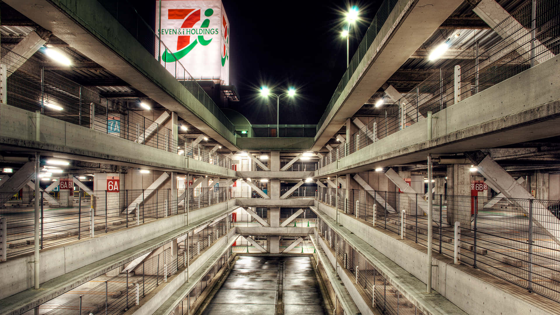 Empty Concrete Building Parking Lot Wallpaper