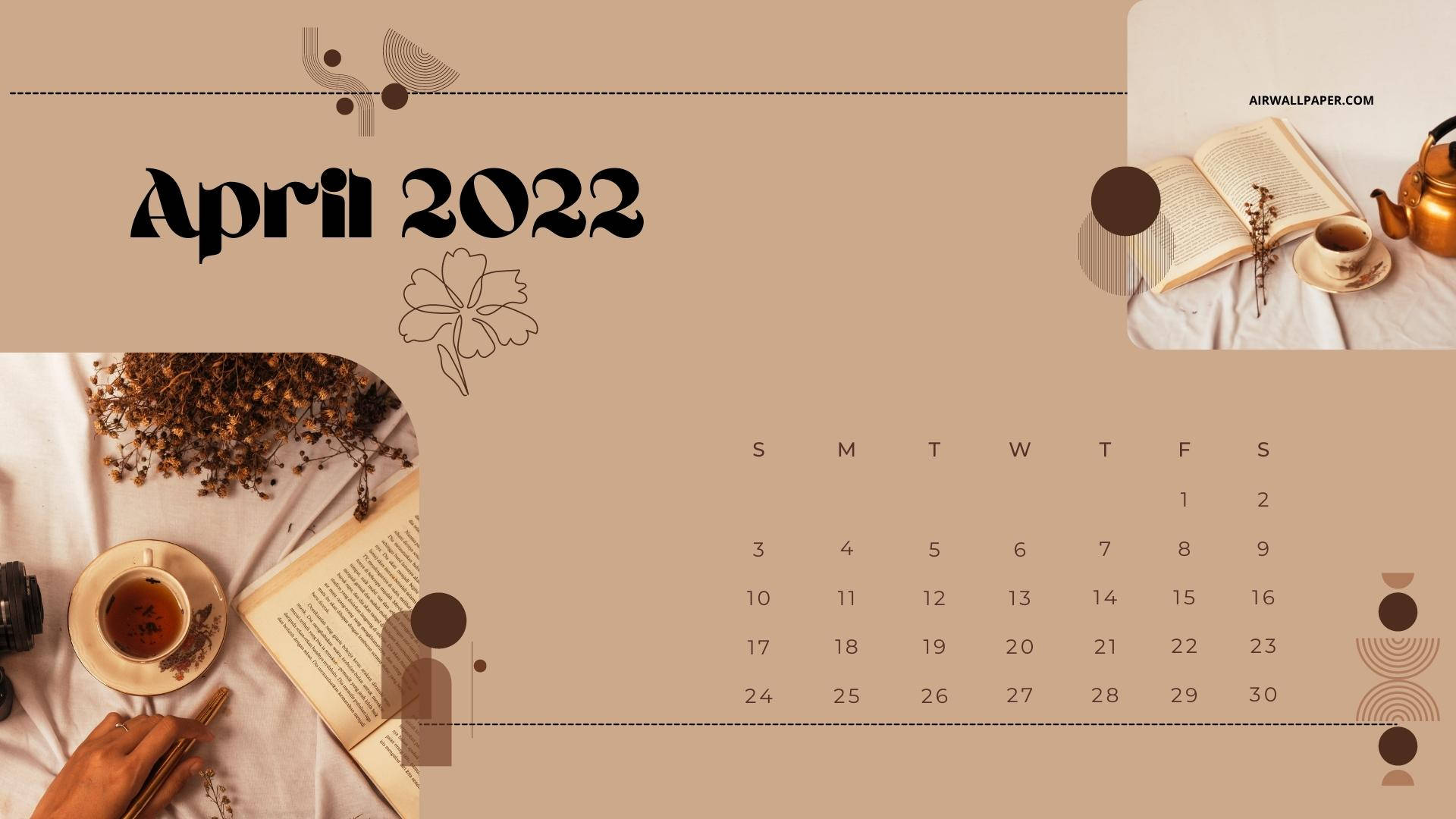 Bright, Crisp April 2022 Calendar with a Beautiful Fall Theme Wallpaper