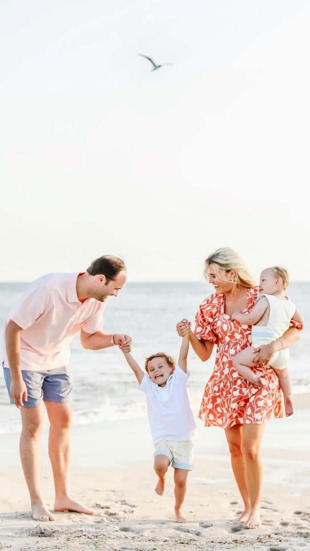 Family Laughing Beach Picture