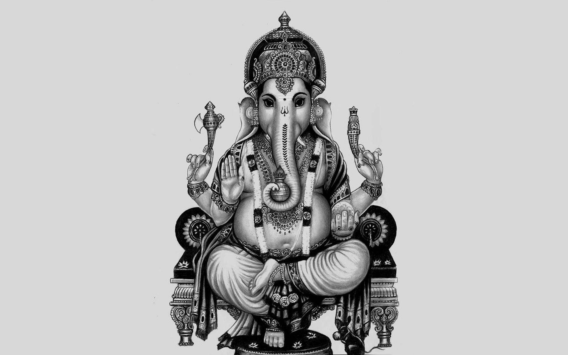 Ganesha sort og hvid Tusks Mønstre Wallpaper