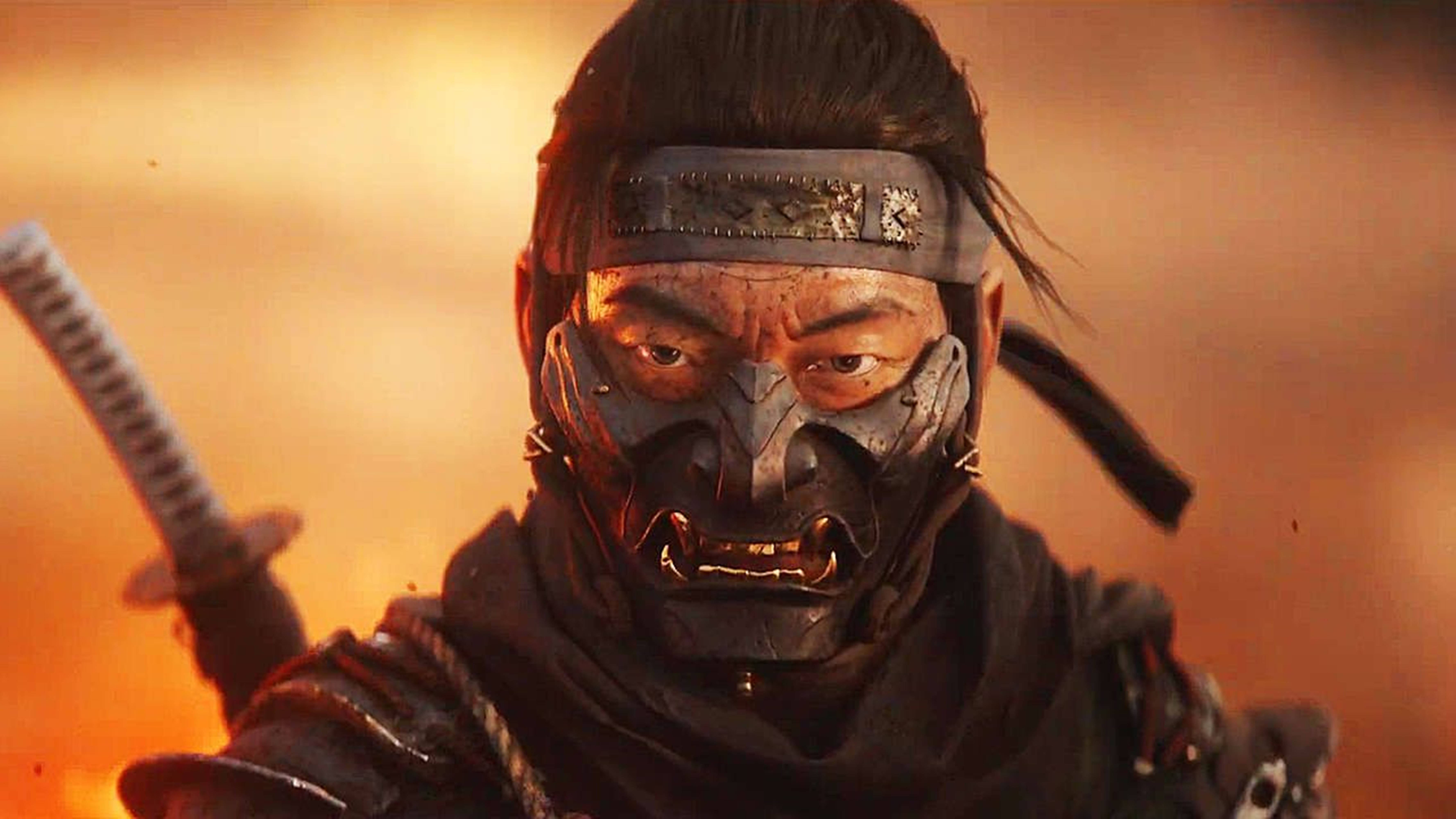 Ghostof Tsushima Jin Indossa Una Maschera 4k Sfondo