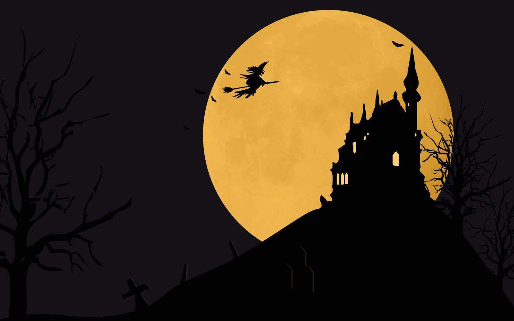 Halloweenhäxa Vektor Konst Silhuett. Wallpaper