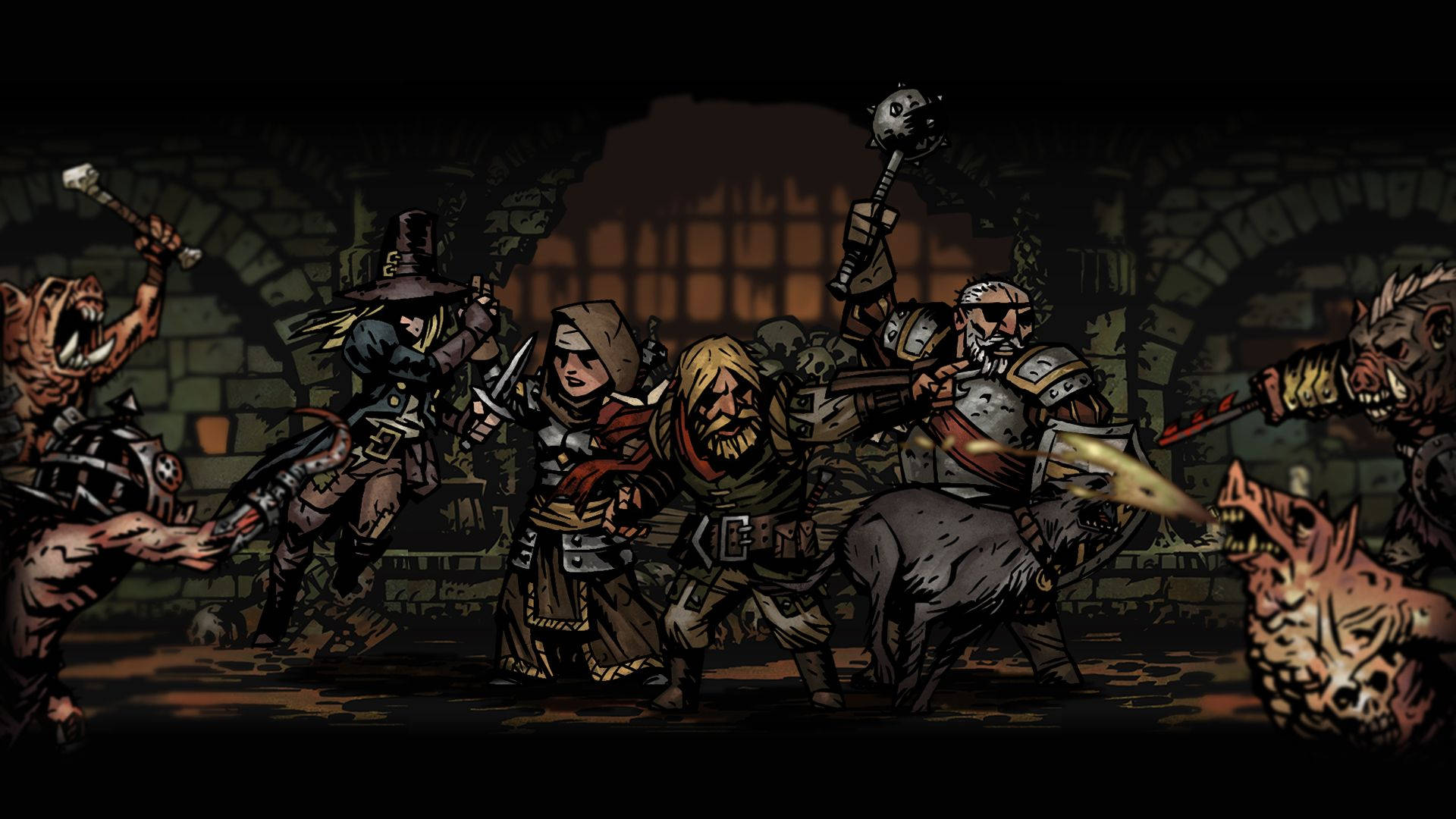 Doisguerreiros Se Unem Para Enfrentar O Darkest Dungeon. Papel de Parede