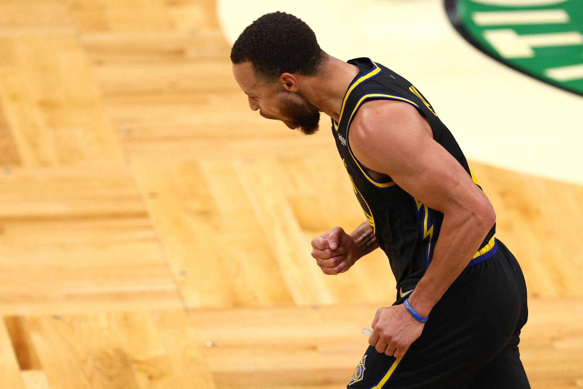 High-Angle Photo Of Steph Curry Celebrating Wallpaper