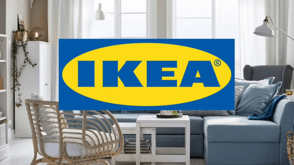 Logotipoda Ikea Contra O Pano De Fundo Da Sala De Estar. Papel de Parede