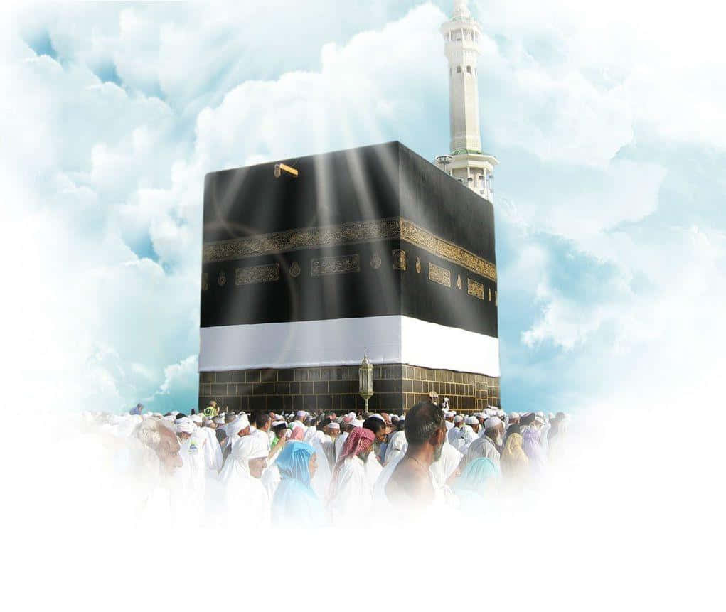 A Large Kaaba With People Around It