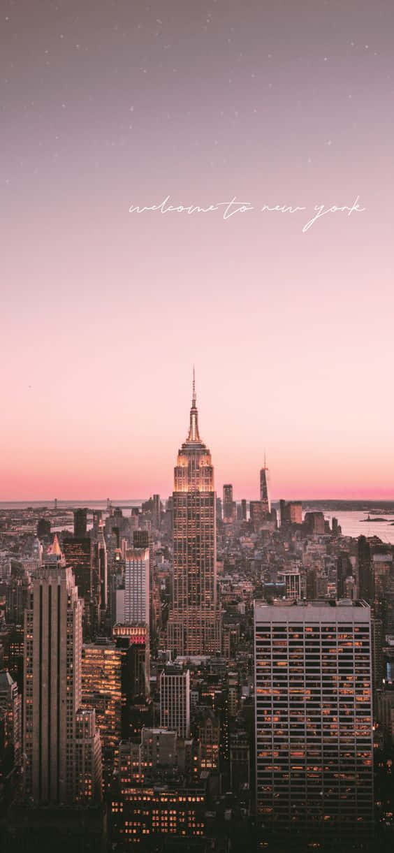 Live Aesthetic Empire State Building Pastel Wallpaper