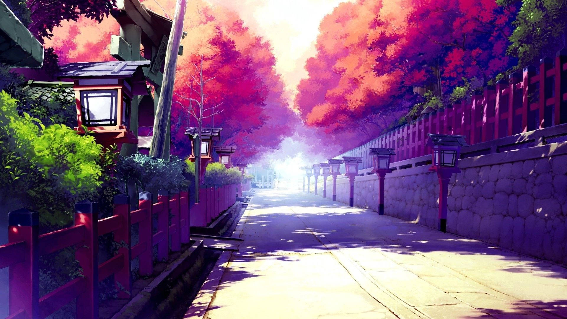 Vackrajapanska Anime-stad. Wallpaper