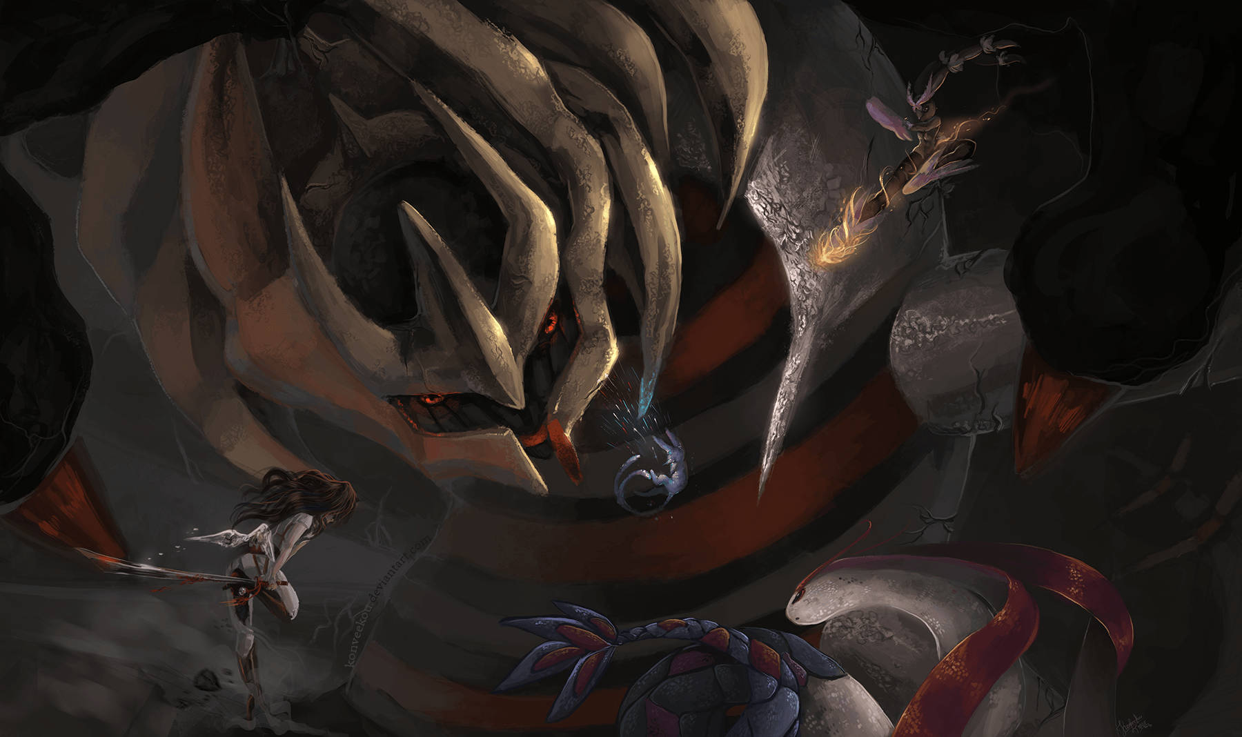 Milotic Giratina Large Dark Wallpaper