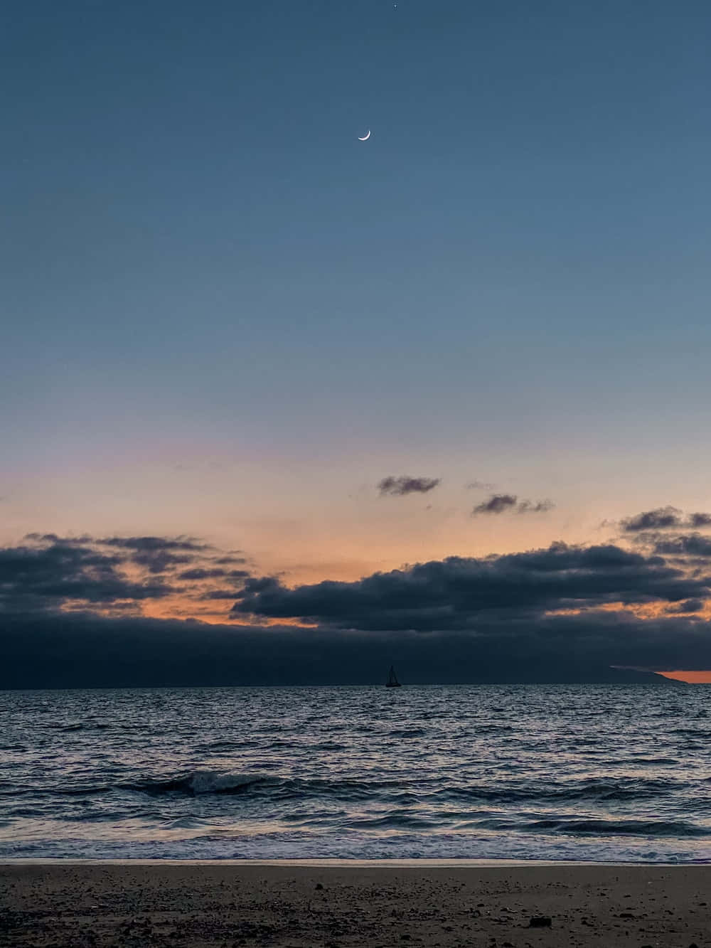 Nattbildav Strand, Solnedgång Och Himmel