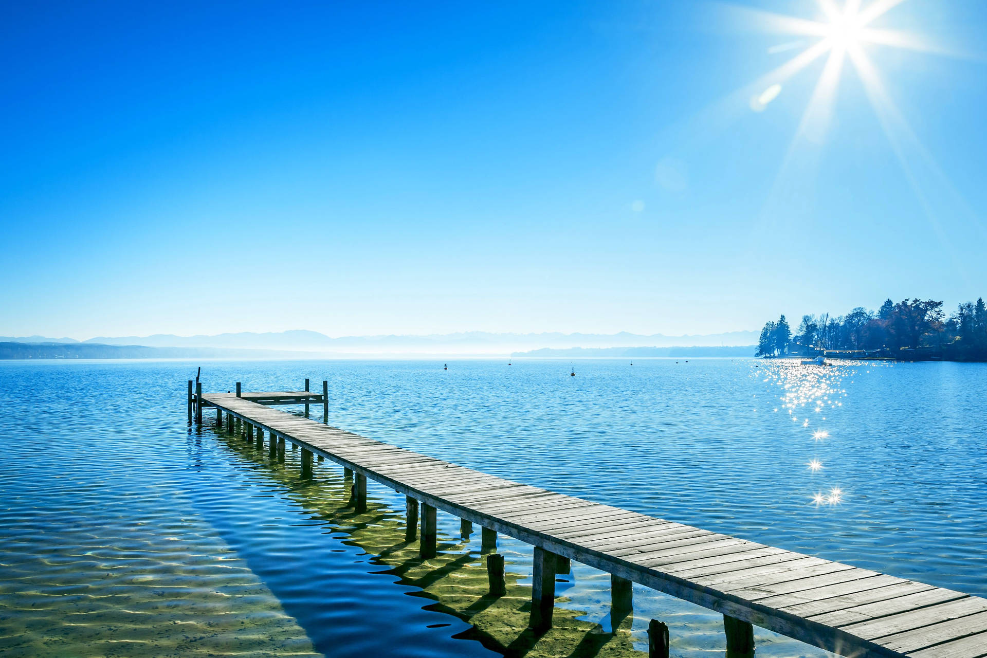 Outdoor Sunny Sea Dock Wallpaper