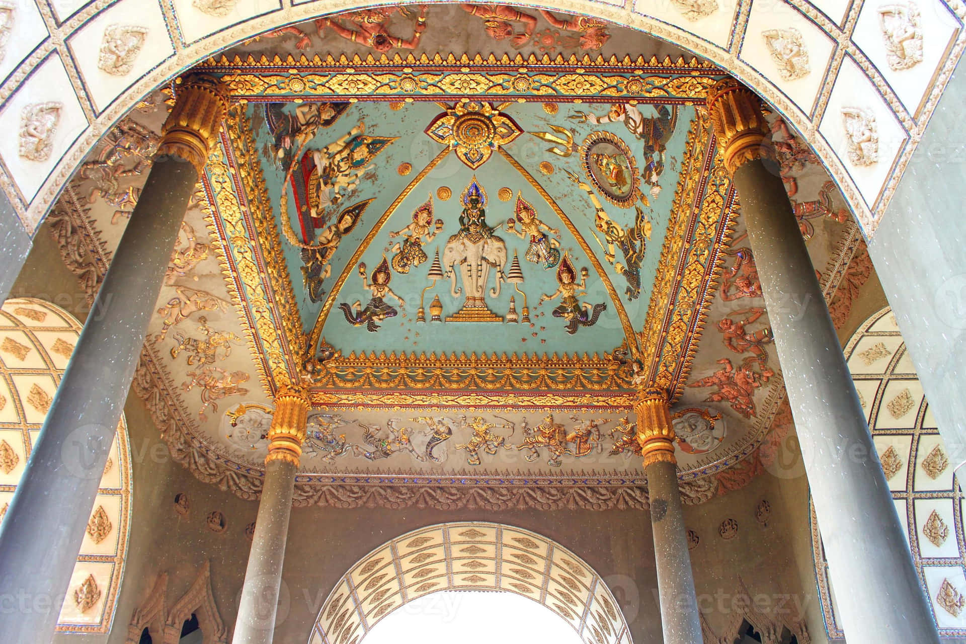 Patuxai War Monument Ceiling Wallpaper