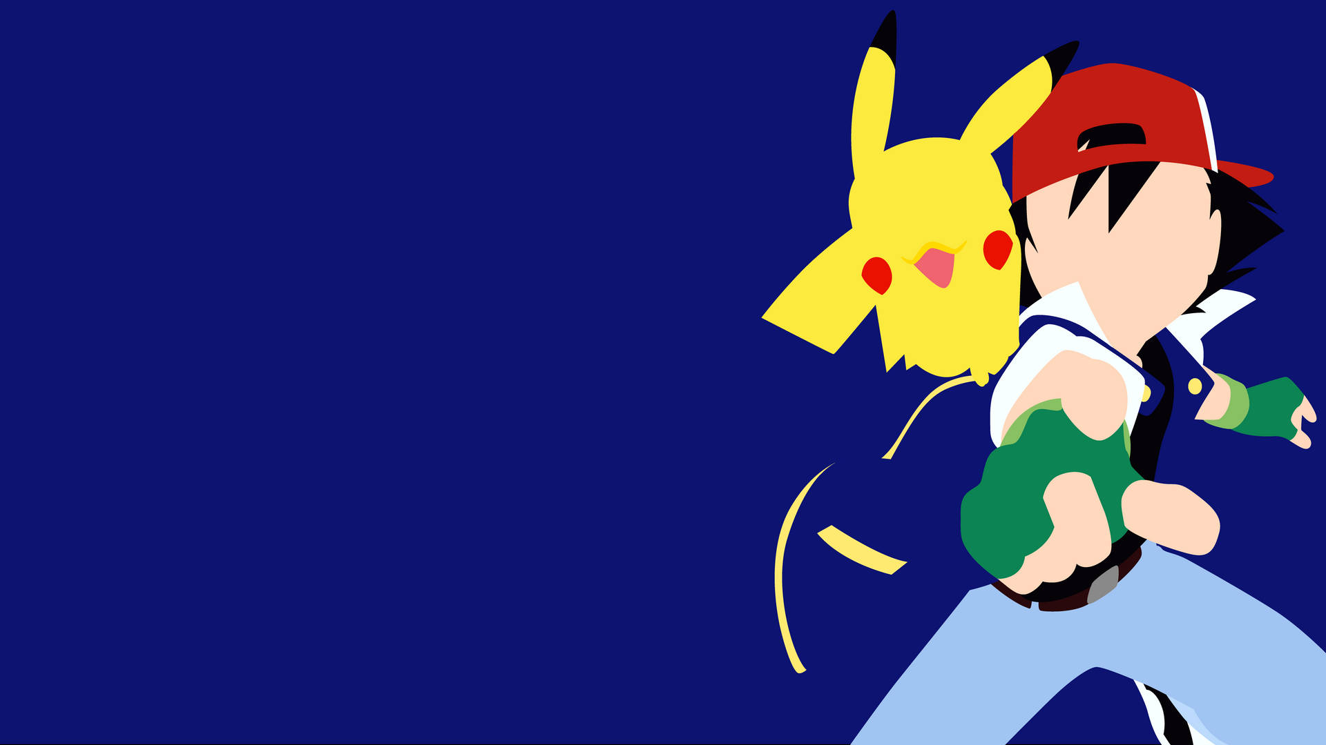 Pikachu 4K og Ash Blue Vector Art Wallpaper