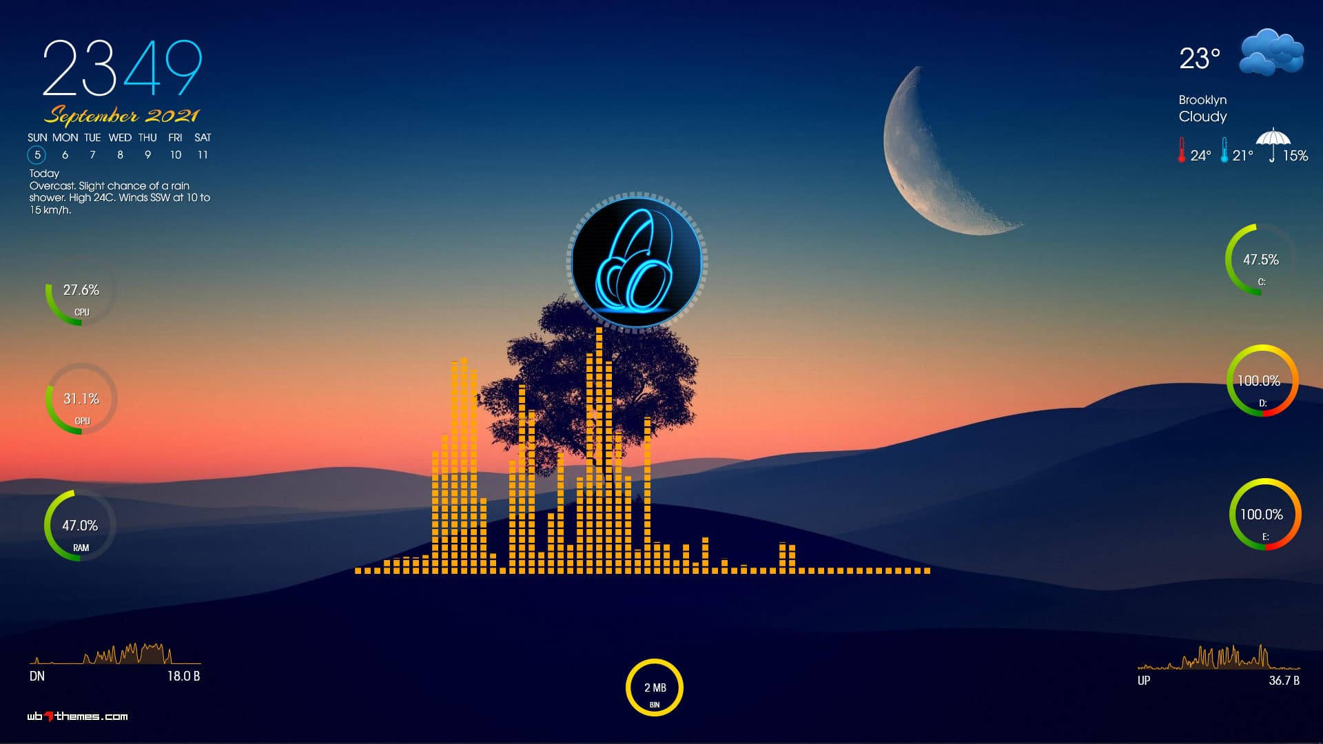 Siluetade Un Árbol En Rainmeter. Fondo de pantalla