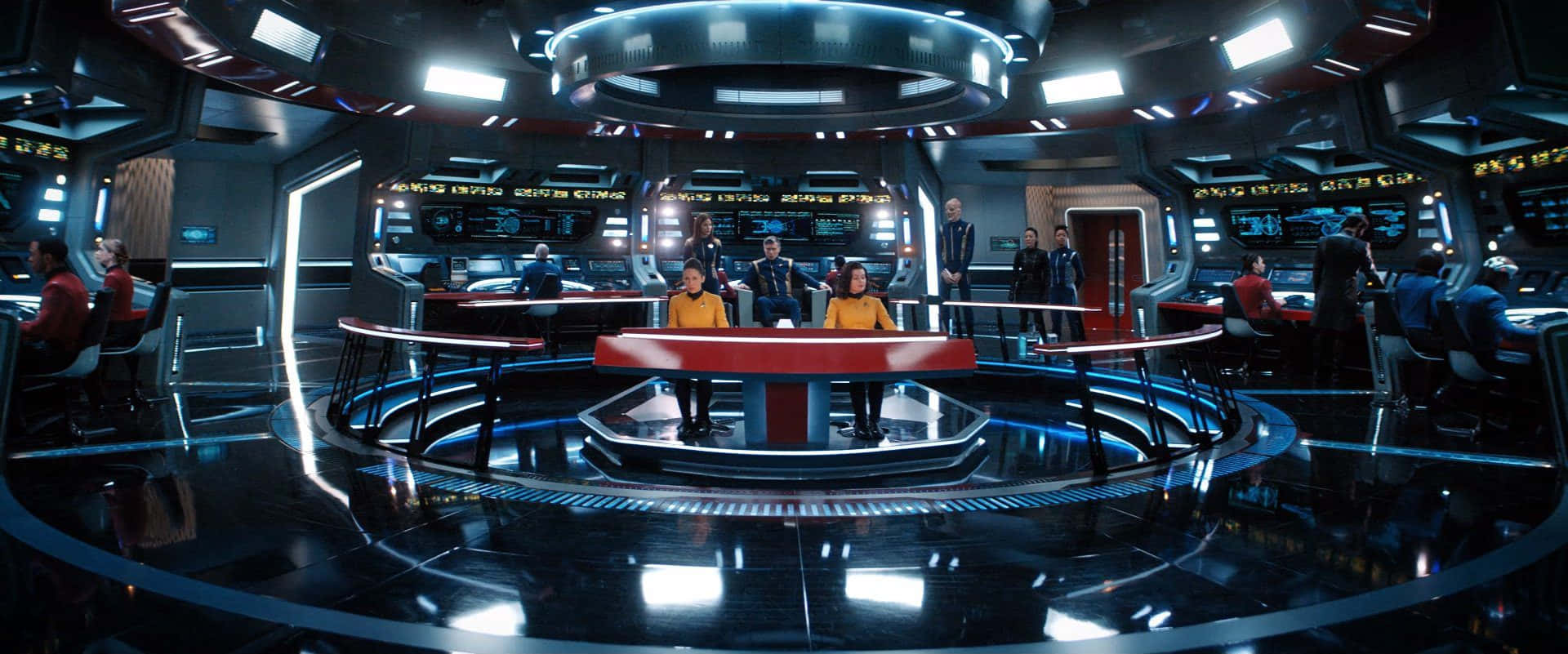 USS Star Trek Enterprise Bridge Crew Wallpaper