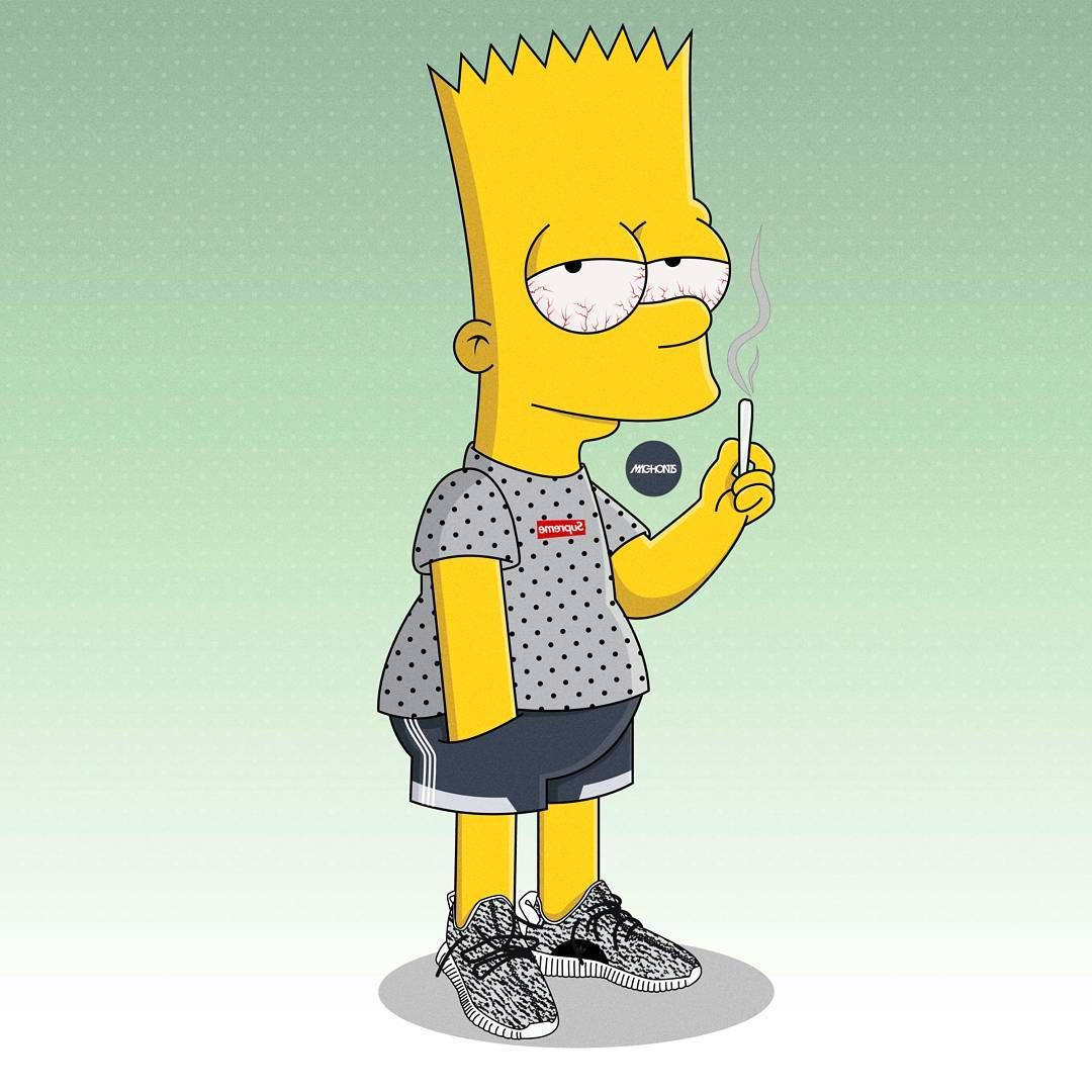 Papelde Parede De Computador Ou Celular: Bart Simpson Pedrado Fumando Cartoon. Papel de Parede