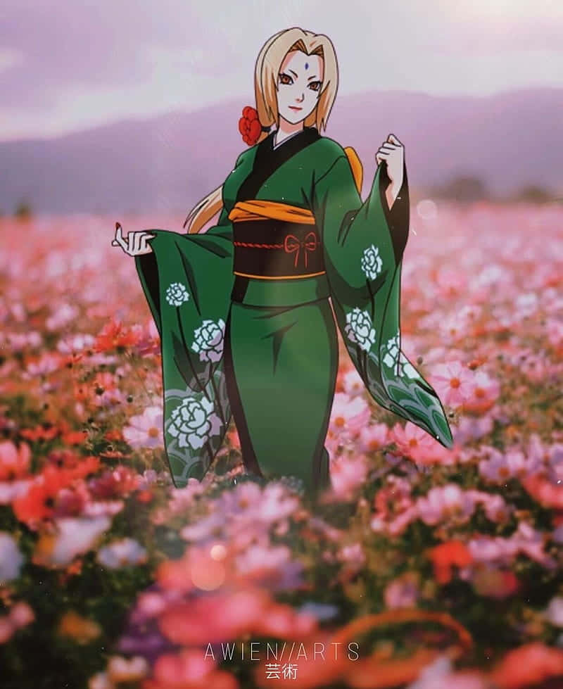 Tsunade Iphone Flower Field Wallpaper