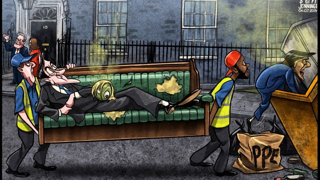 Article thumbnail: Ben Jennings cartoon Jacob Rees-Mogg, Lettuce, Rishi Sunak, Keir Starmer PPE General Election 2024