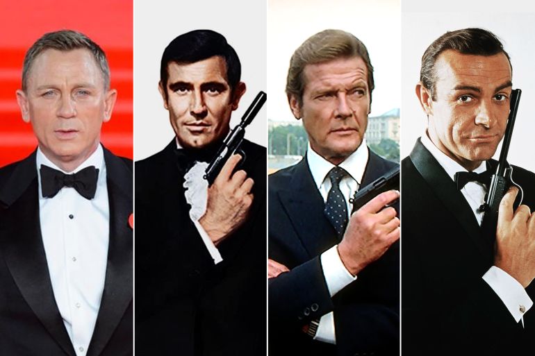 كومبو لأبطال افلام جيمس بوند دانيال كريغ Daniel Craig جورج لازنبي George Lazenby روجر مور Roger Moore شون كونري Sean Connery