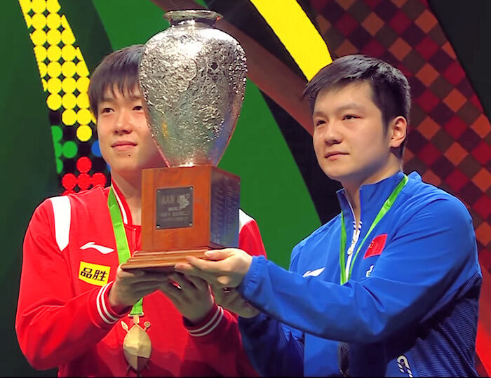 WANG Chuqin and FAN Zhendong with the Mens Doubles trophy