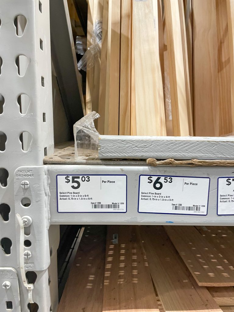 wood on shelf at hardware store