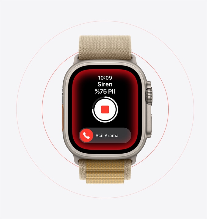 Apple Watch Ultra 2’de Siren kullanılıyor.