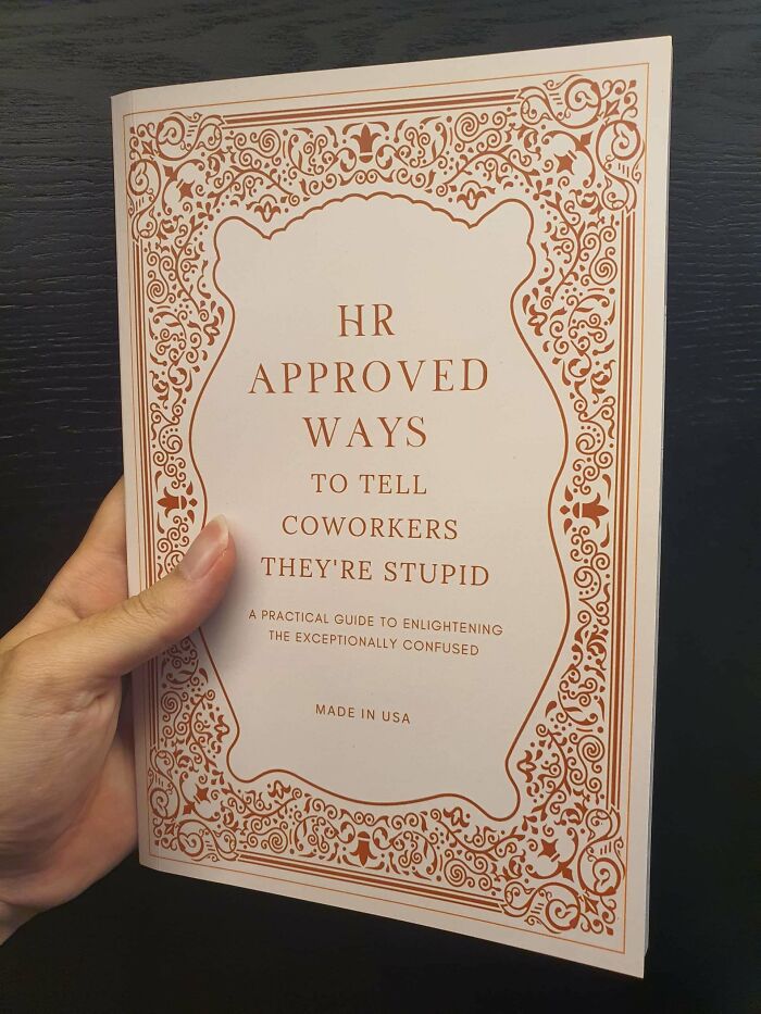 Hilarious trolling Christmas gift book humorously titled "HR Approved Ways to Tell Coworkers They're Stupid".