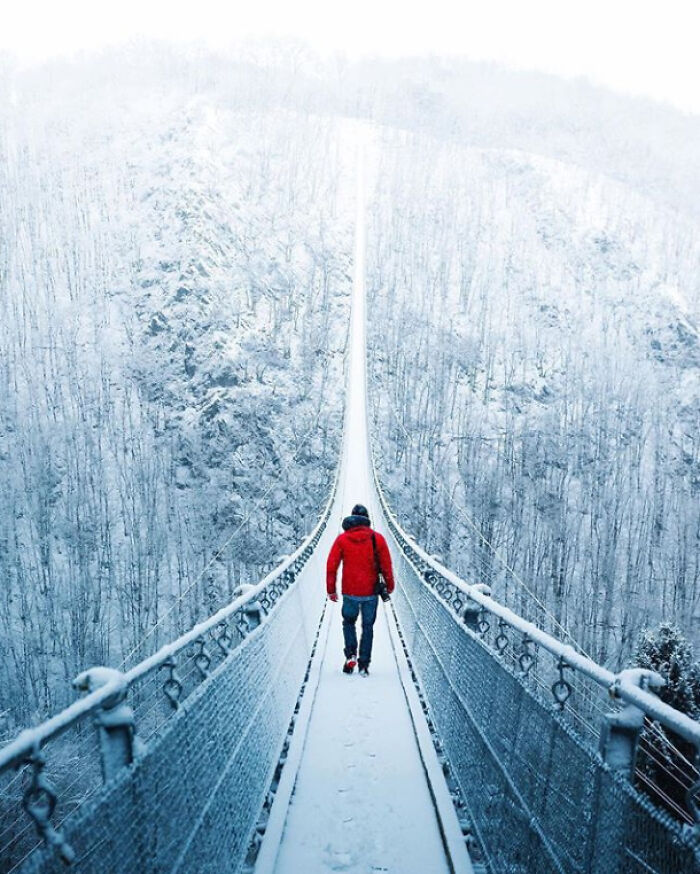 Snowy Bridge In Germany