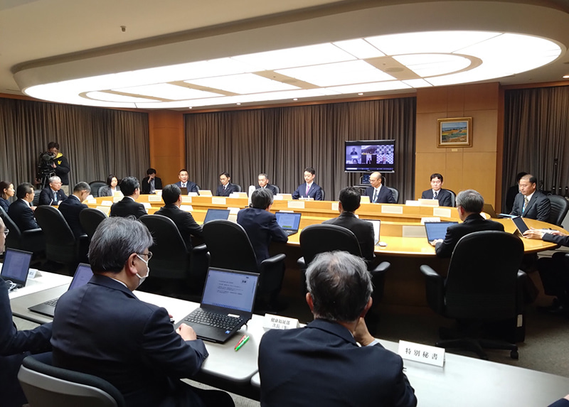 写真：政府のシナリオと連携した千葉県における県対策本部会議訓練の様子1